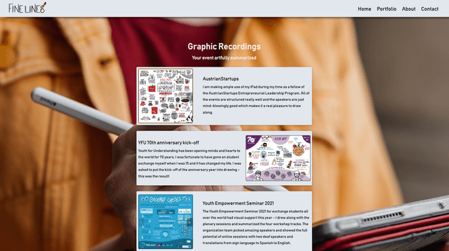 One of the galleries of Fine Lines by Hanna, showcasing graphic recordings.