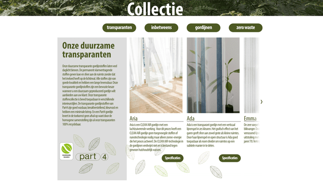 Each type of collection has multiple fabrics, each with their own details.