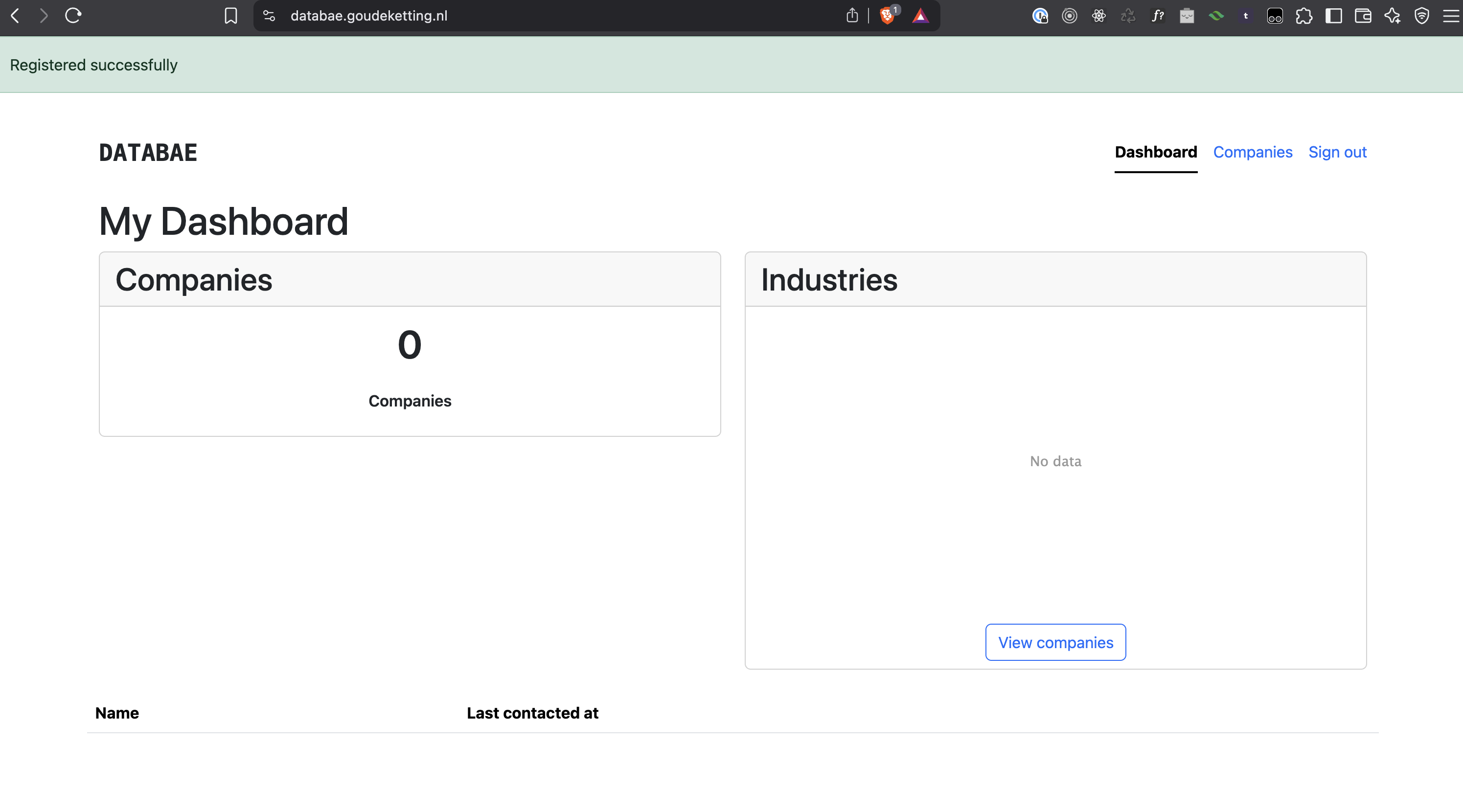 CRM dashboard displaying company overview and metrics